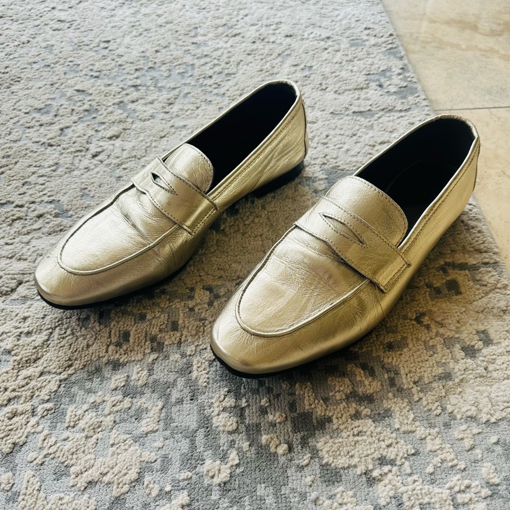Gold-ish platinum loafers
